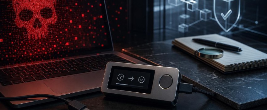 Cold wallet e computer infetto: cosa può ancora rubare un malware e come firmare senza fidarti del PC